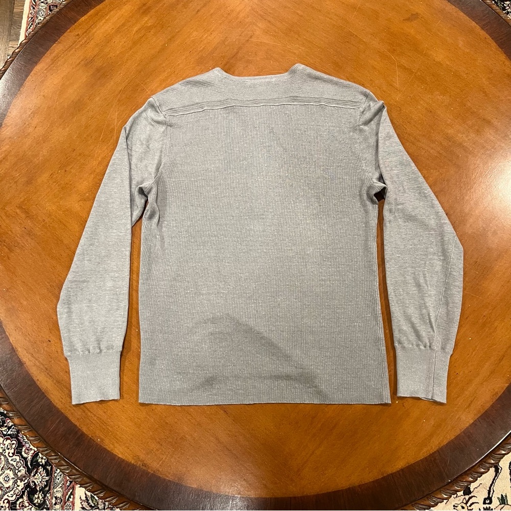 John Varvatos Collection 100% Linen Henley Sweater Gray Medium Lightweight Knit - Picture 5 of 16